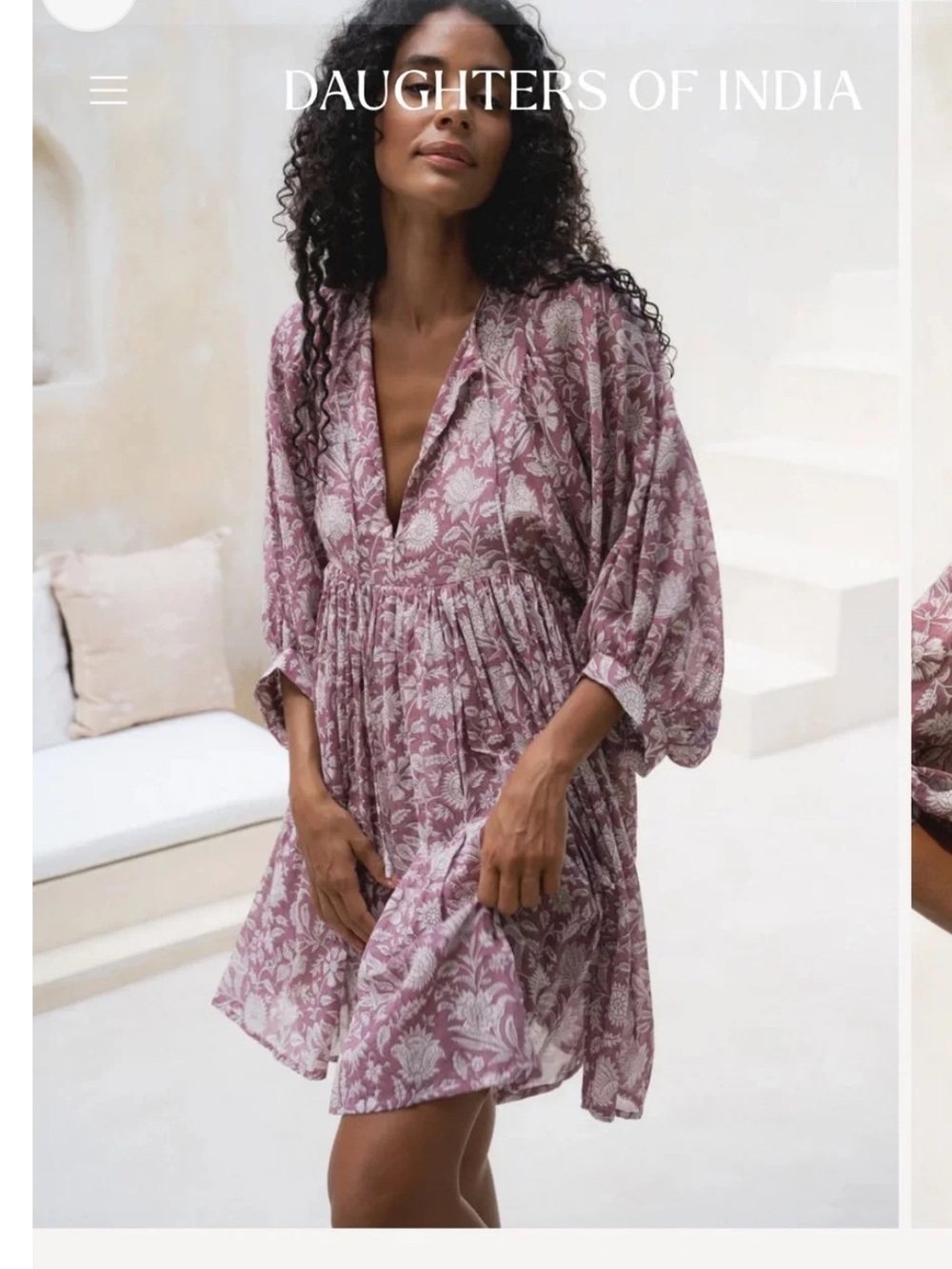 Daughters of India Kyra Dress Floral Babydoll Dress size M euc